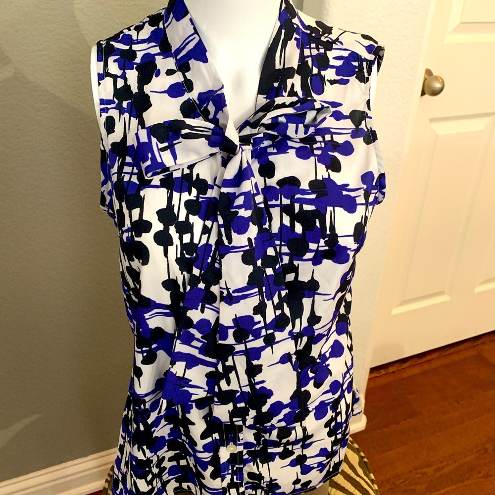 Banana Republic Sleeveless Tie-Neck Blouse Sm